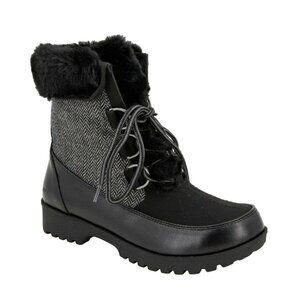 JBU Boots Woman's 9 Faux Fur Herringbone Southgate Lace-up Combat Lug Shoes